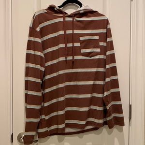 RSQ Long Sleeve Hooded Shirt - brown/tan/blue - L